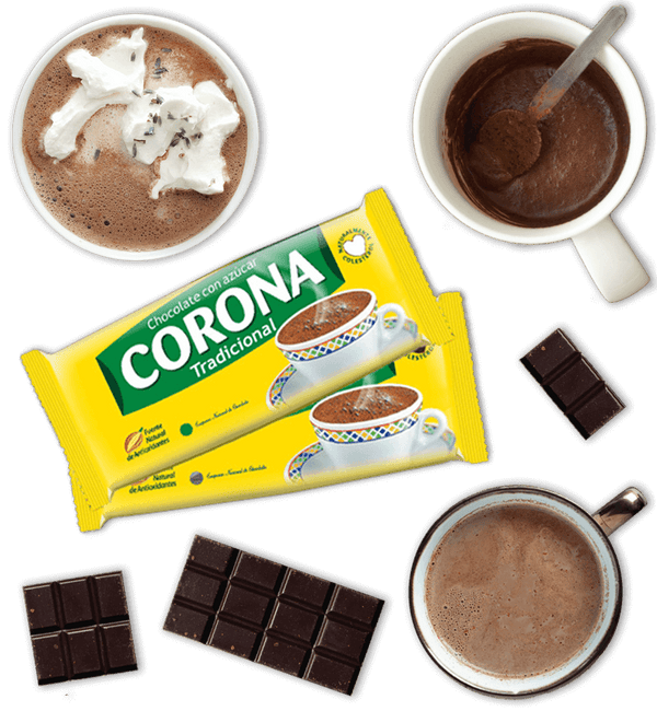 Its Colombian corona chocolate bar with hot chocolate